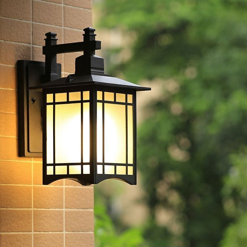 Luz externa estilo chinês à prova d'água em formato de pavilhão luz de parede para jardim e varanda