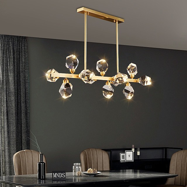 levou luz pendente de cristal de ilha de cozinha luz moderna ouro luxo 113cm lustre sputnik latão