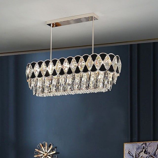 levou luz pendente de cristal lustre ilha luz 80cm lanterna projeto aço inoxidável galvanizado moderno
