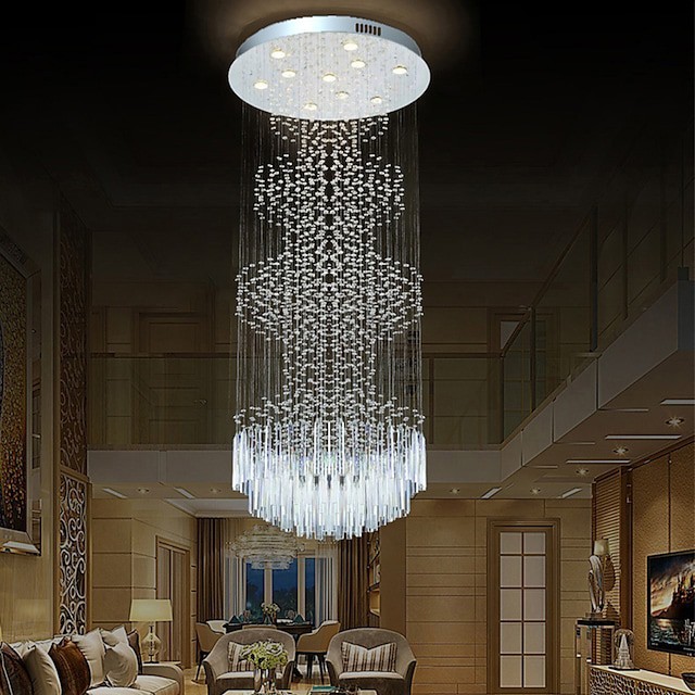 lustre de cristal luz de teto de cristal luxo moderno para luzes de escada de escada luxo hotel villa penteadeira quarto Lâmpada pendurada luzes de teto