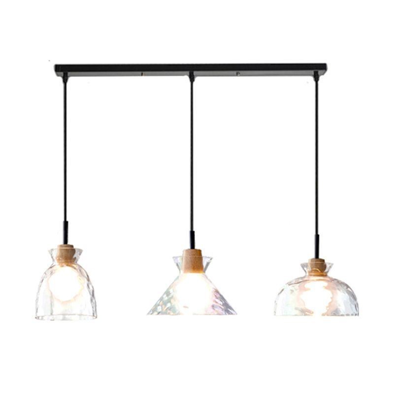 Luminária pendente moderna e simples, vidro permeável à água, 3 lâmpadas de teto, lâmpada de cabeceira
