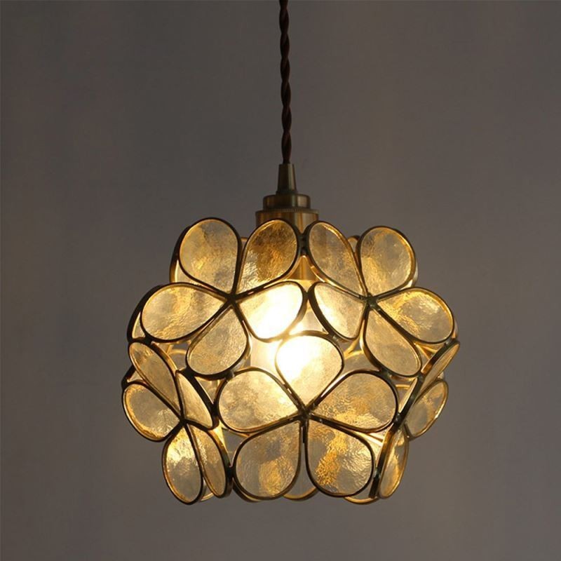 Nordic criativo pingente luz de vidro casa iluminação pétala forma lâmpada lâmpada cabeceira