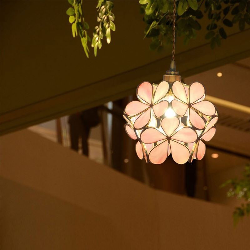 Nordic criativo pingente luz de vidro casa iluminação pétala forma lâmpada