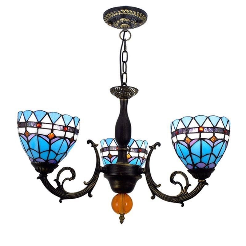 Lustre de vidro manchado estilo mediterrâneo