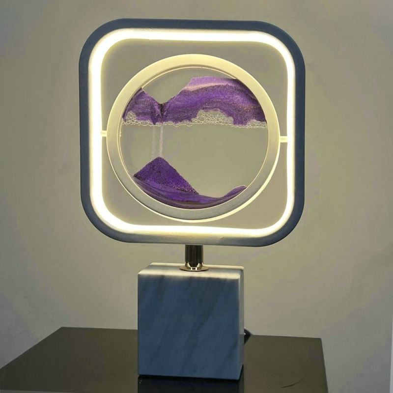 Abajur de mesa de cabeceira 3D arte areia movediça luz noturna de vidro