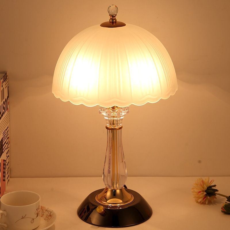 Candeeiro de mesa de vidro de luxo simplicidade lâmpada de cabeceira europeia luz de mesa doméstica