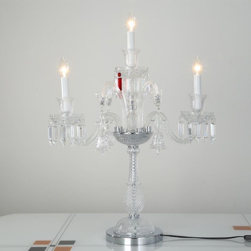 Candeeiro de mesa de cristal K9 com 3 luzes, moderno e luxuoso candelabro