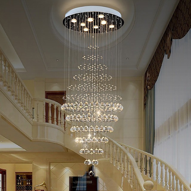 lustres de escada de luxo iluminando luz pendente de cristal Iluminação de teto interna restaurante lobby luzes de cristal sala de estar Lâmpada suspensa do loft