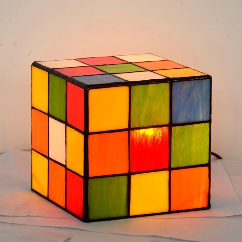 Candeeiro de mesa criativo Rubik's Cube Candeeiro de mesa de vidro