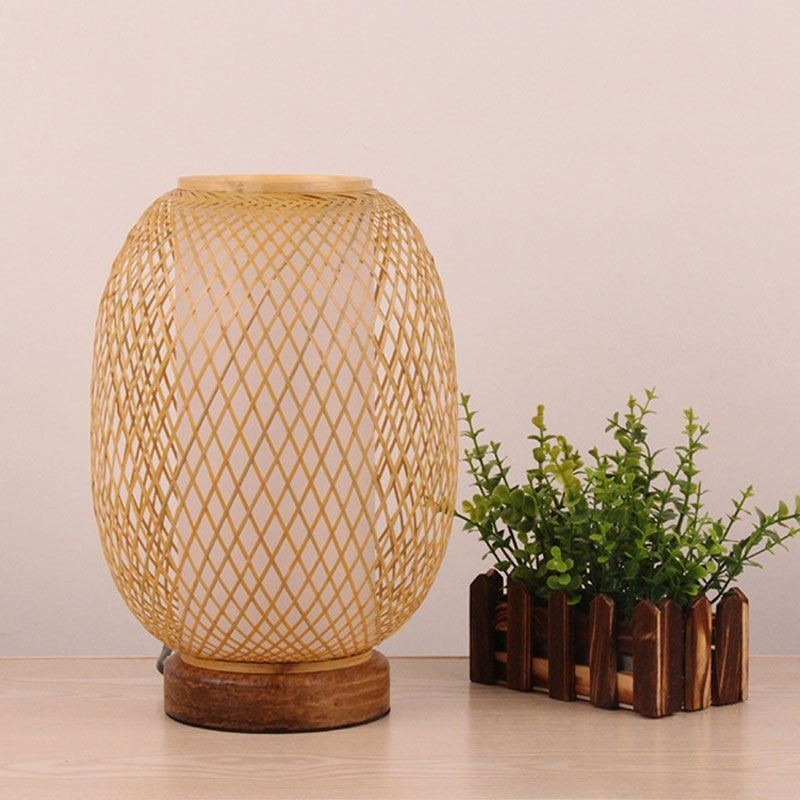Abajur em forma de casulo Abajur de mesa de bambu japonês Luz decorativa