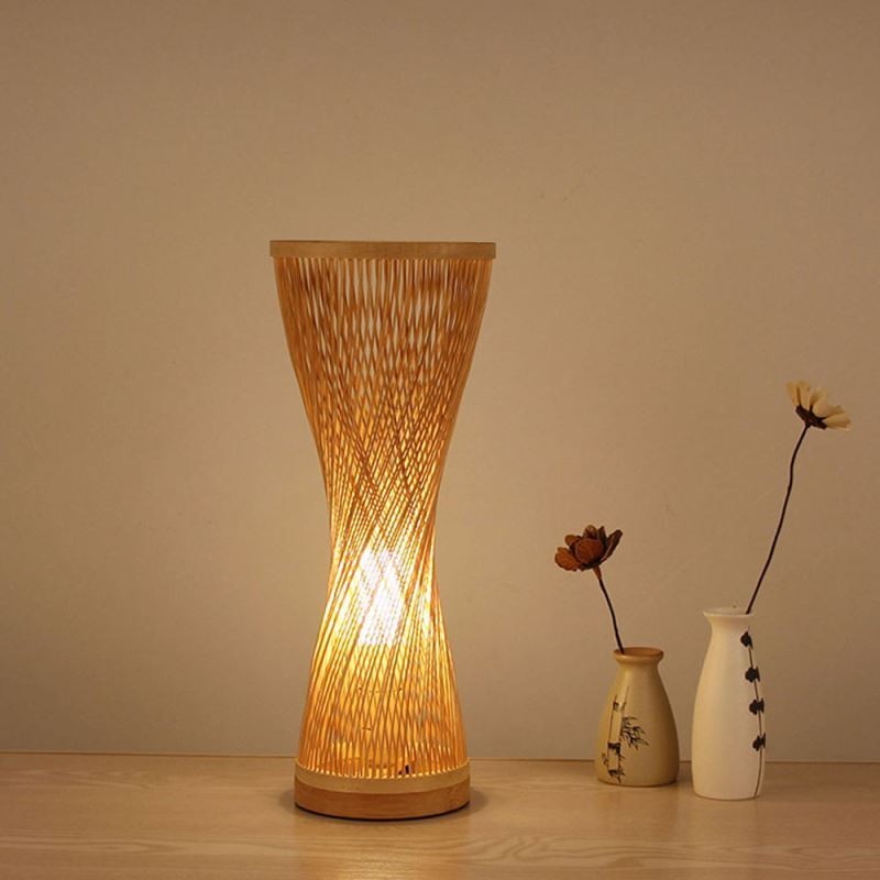 Candeeiro de mesa em espiral de bambu criativo japonês iluminação decorativa