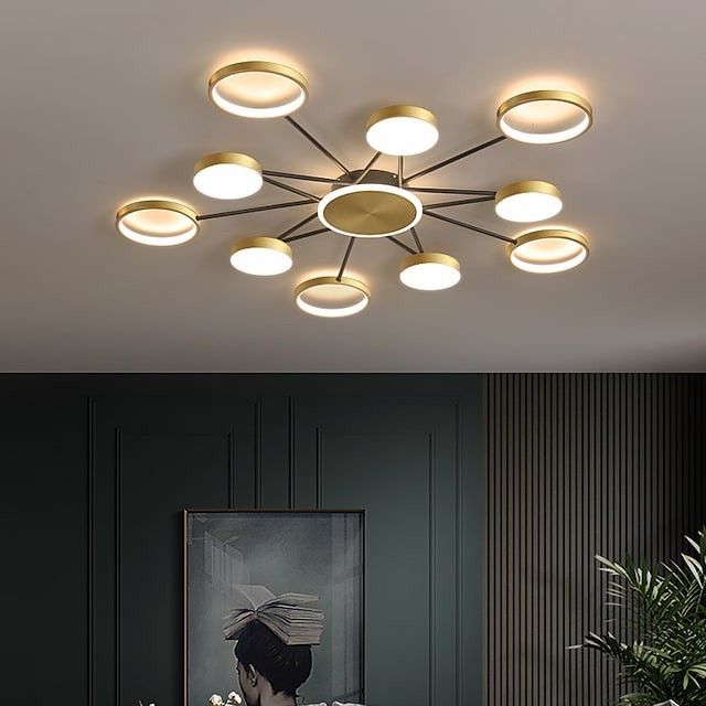 luz de teto 45cm globo dimerizável projeto círculo luzes embutidas estilo artístico rílico estilo formal estilo moderno preto artístico estilo nórdico