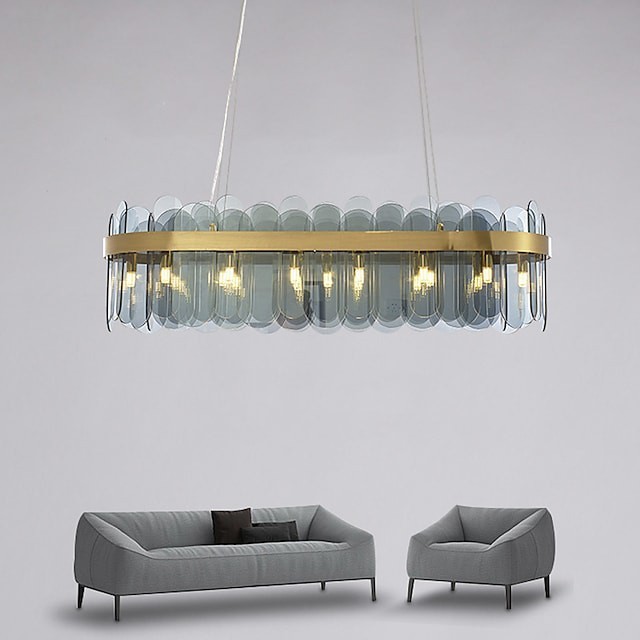 levou luz pendente luz da ilha da cozinha lustre do teto de vidro moderno e luxuoso atmosfera nórdica lustre da sala de estar oval Lâmpada de estudo 80cm 100cm