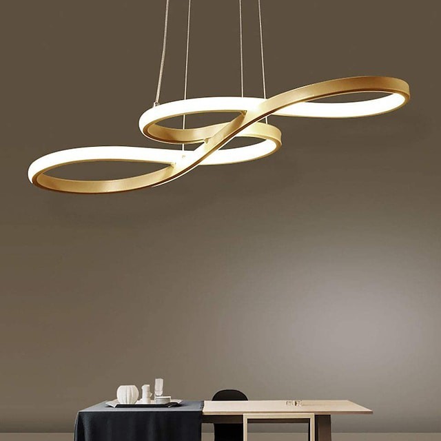 1 luz de 75cm rílico com luzes suspensas dimerizáveis lustre ajustável meia embutida no teto para Iluminação da sala de estar em ouro branco