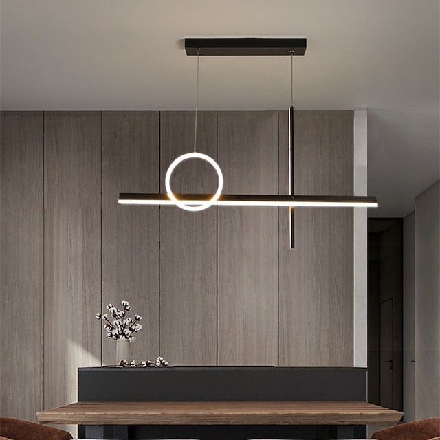 luz pendente luz da ilha da cozinha moderno ouro preto 90cm lustre de alumínio estilo artístico estilo moderno abamento elegante pintado