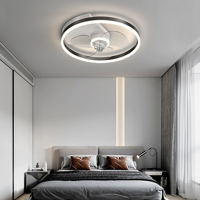 ventilador de teto luz 50cm círculo projeto ouro preto ventilador de teto de alumínio estilo artístico estilo vintage estilo moderno escovado galvanizado estilo nórdico moderno