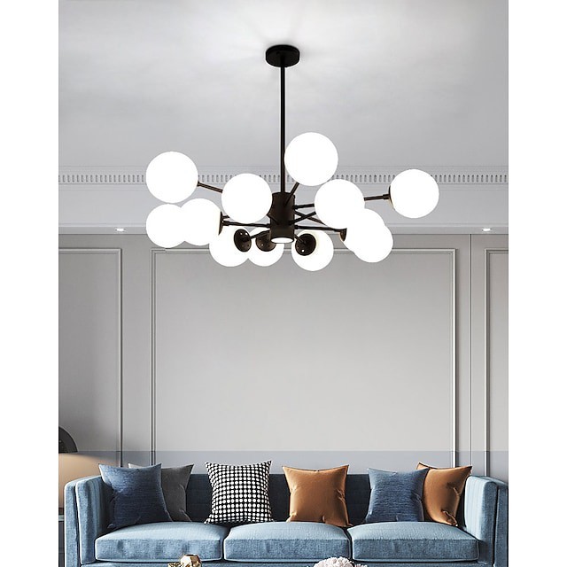 8 12 cabeças lustre nórdico moderno pendente luz negra globle sputnik projeto vidro sala de estar quarto sala de jantar