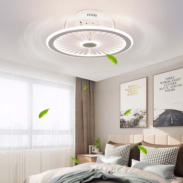de luz de ventilador de teto moderno preto branco 48cm círculo regulável ventilador de teto clássico com abamento pintado com estilo