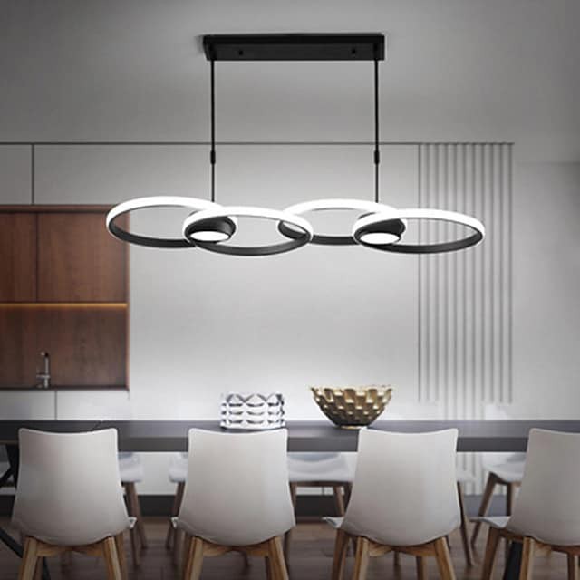 pendente de luz negra ouro ilha luz 88cm projeto único lustre de alumínio estilo artístico estilo moderno abamentos pintados com estilo