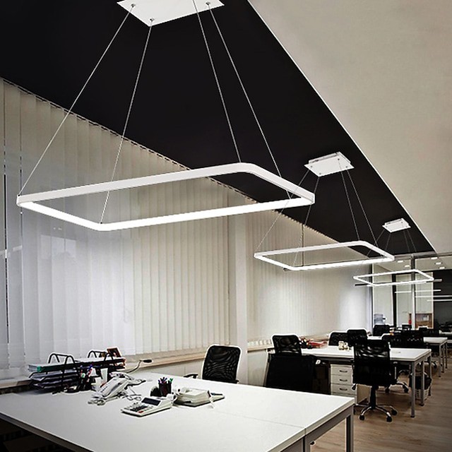 2 luzes geométricas 2 unidades lote retângulo linear luz pendente luz ambiente para sala de jantar sala de estar. ajustável regulável branco quente branco