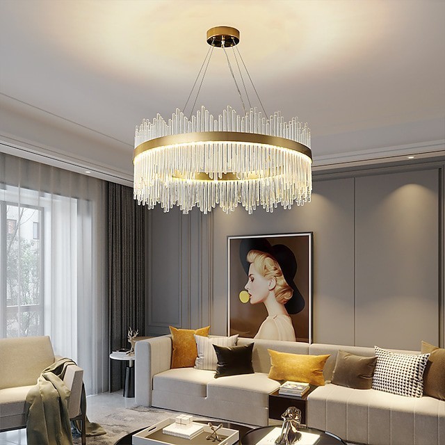 pendente luz 50 60 80cm luz luxo europeu k9 lustre de cristal de ponta Lâmpada de teto escurecido adequada para quarto sala de jantar estudo 110v 220v