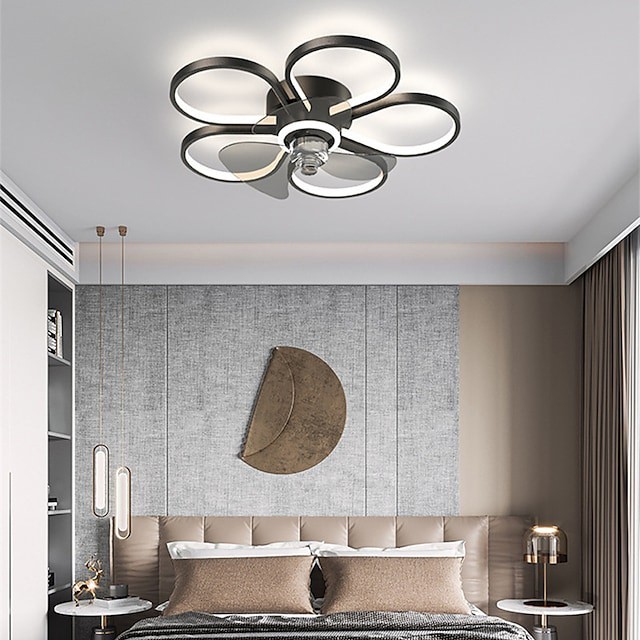 50cm luz de ventilador de teto inclui versão regulável forma geométrica flor projeto ventilador de teto de metal estilo artístico abamentos pintados elegantes moderno