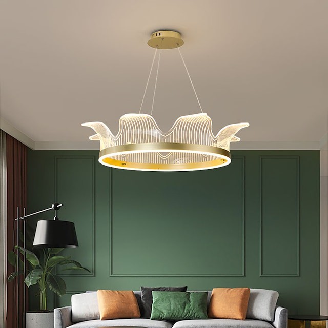 53cm 63cm luz pendente moderno nórdico rílico coroa lustre retro céu lanterna quarto sala de estar ouro rosa romântico princesa