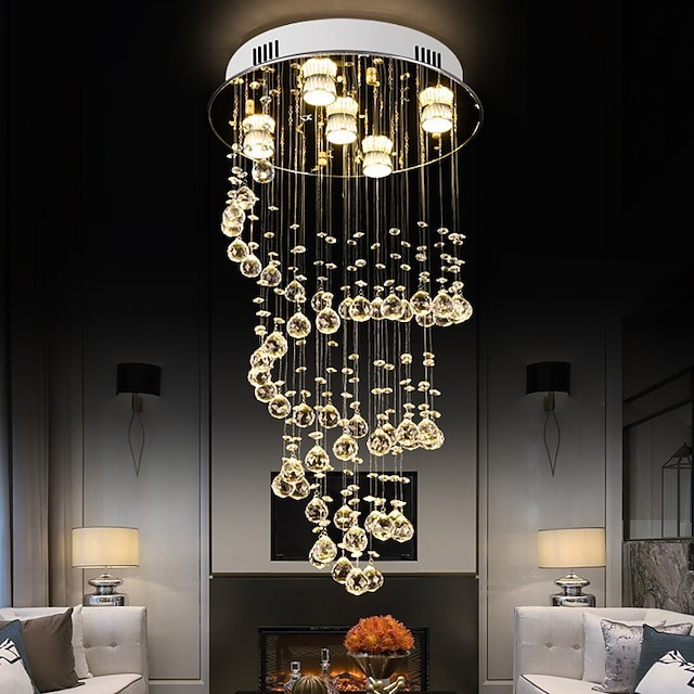 75cm lustre de cristal moderno luz de teto diy modernidade luxo globo k9 cristal pendente Iluminação quarto de hotel sala de jantar loja restaurante restaurante Iluminação interna aço inoxidável