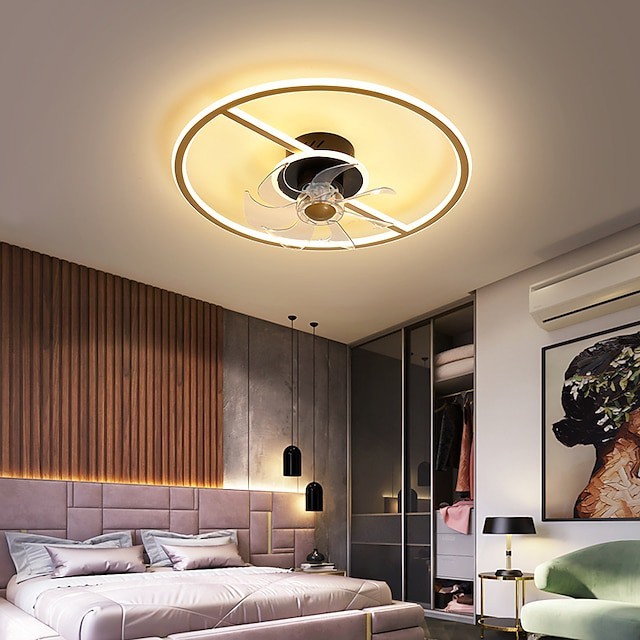 luz de ventilador de teto estilo nórdico 45cm 55cm círculo projeto alumínio estilo artístico estilo vintage estilo moderno abamentos pintados