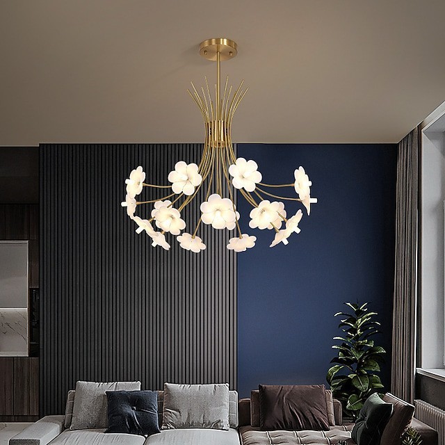 levou luz pendente projeto floral moderno nórdico projeto 50cm 70cm luz embutida cobre latão sala de jantar sala de estar quarto