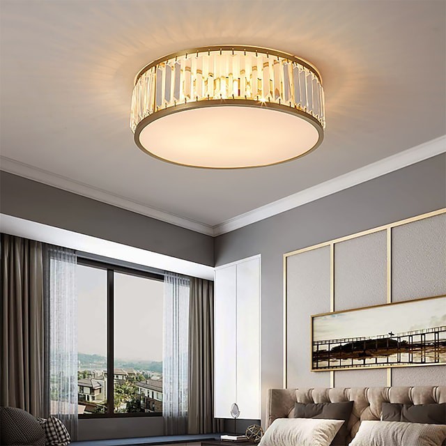 30 45 50cm luz de teto cristal ouro moderno montagem embutida luzes cobre latão Lâmpada estilo nórdico Não incluída