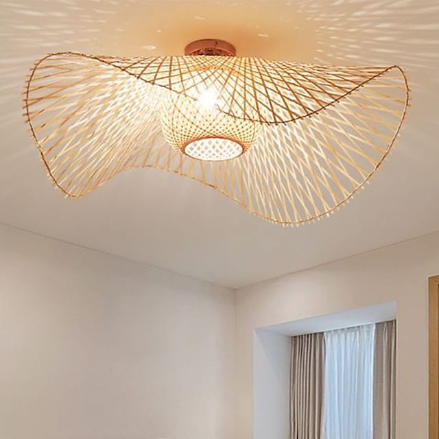 Lanterna de 45 65 75cm projeto embutido luzes de teto de madeira bambu lanternas pintadas com abamentos estilo nórdico