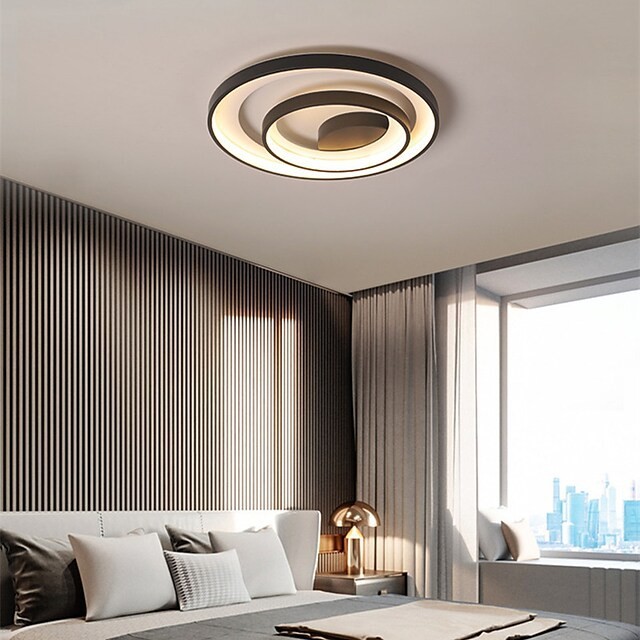 42 52cm luz de teto anel circular formas geométricas preto moderno projeto único luzes embutidas abamentos em metal pintado sala de estar quarto escritório