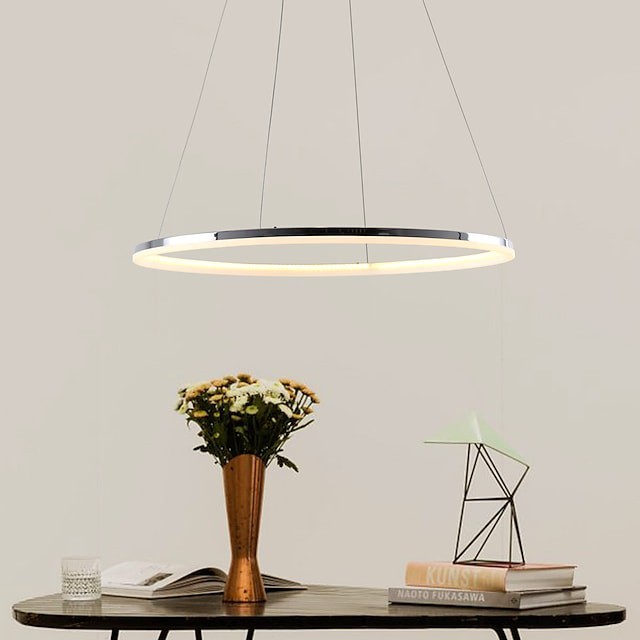 1-light 60cm pingente luz metal rílico círculo galvanizado moderno contemporâneo