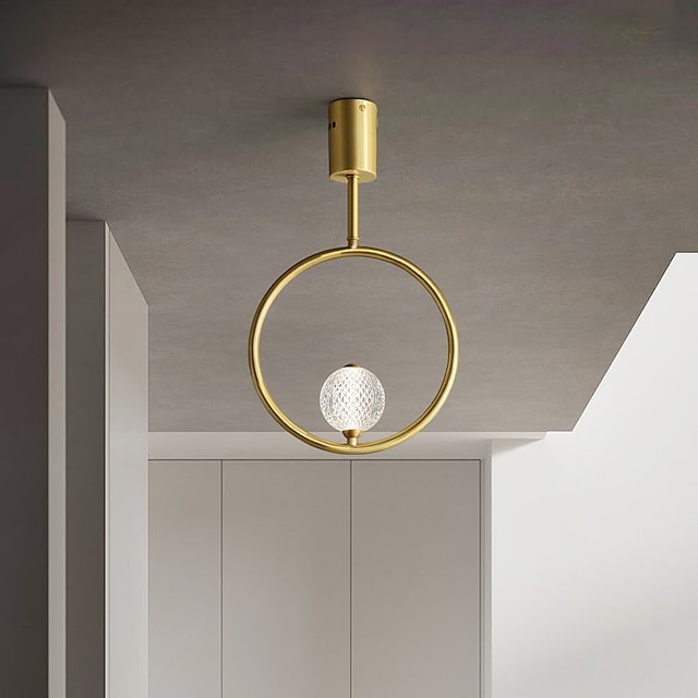 luz pendente 25cm círculo projeto semi-embutido luzes cobre metal elegante latão estilo nórdico