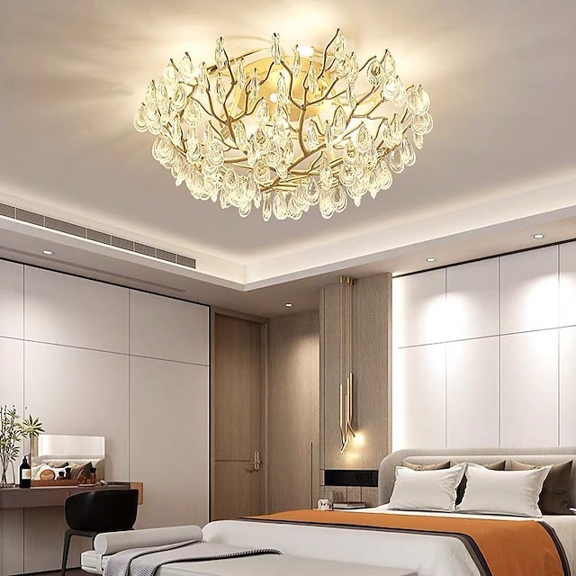 Candelabro de cristal de luxo de 60 80cm luz de teto de ouro regulável dendrítico projeto luzes de montagem embutidas modernas de alumínio galvanizado