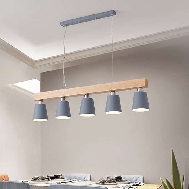 luz pendente luz da ilha da cozinha moderna madeira nórdica preto branco cinza 70cm 100cm regulável luz pendente com abamento em metal pintado