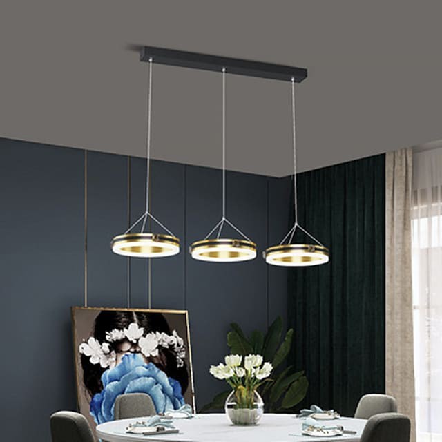 Lâmpada pendente de três cabeças de sala de jantar Lâmpada luz de luxo de moda longa mesa lustre simples moderno bar clube Lâmpada sala de jantar cozinha 72cm