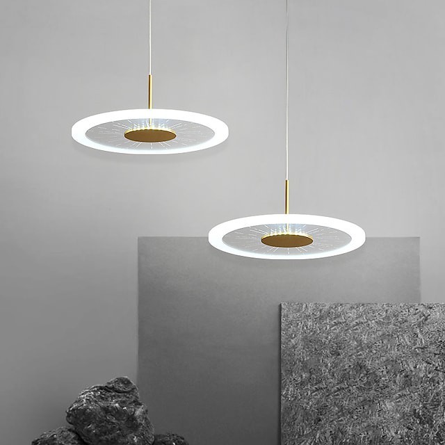 pendente luz cobre nórdico metal luzes sala de estar quarto cozinha sala de jantar luz ufo rílico abajur branco quente branco frio 8w 640lm