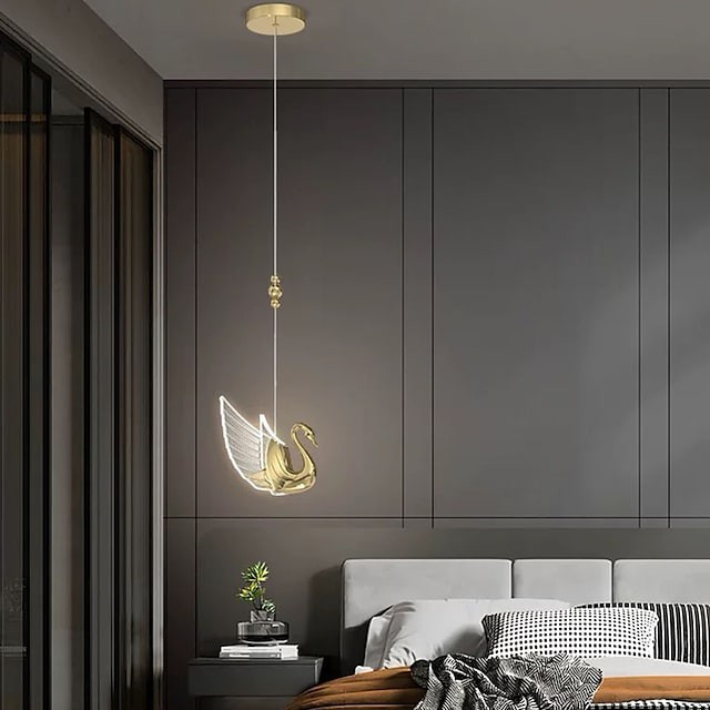 Luz pendente nórdica de 17cm de metal cisne galvanizado Lâmpada da sala de jantar lustre de cabeceira Lâmpada escada simples Lâmpada barra Lâmpada de mesa moderno