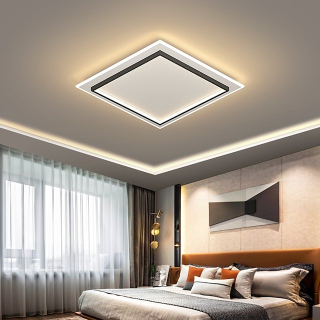 luz de teto 45cm projeto quadrado dimerizável luzes embutidas estilo artístico rílico estilo formal estilo moderno preto artístico estilo nórdico