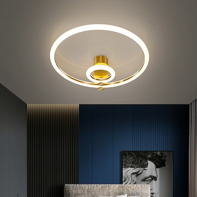 Lâmpada de teto de 42cm de forma redonda Lâmpada de estilo nórdico Lâmpada de sala de estudo de luxo Lâmpadas modernas de atmosfera simples