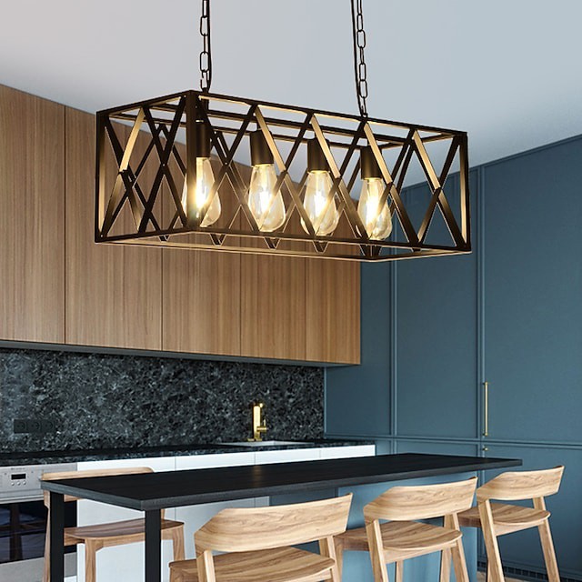 luminoso pendente preto luz de ilha de cozinha 61cm lustre moderno pendente em metal leve com abamentos pintados estilo nórdico